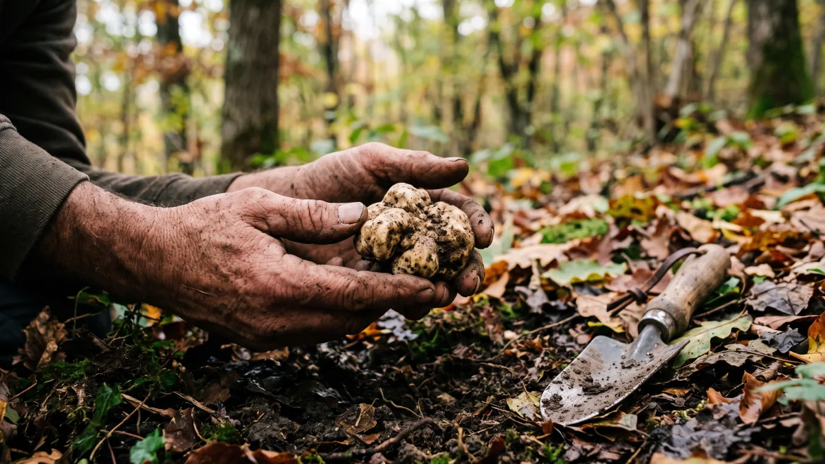 Caccia al tartufo con un trifolao